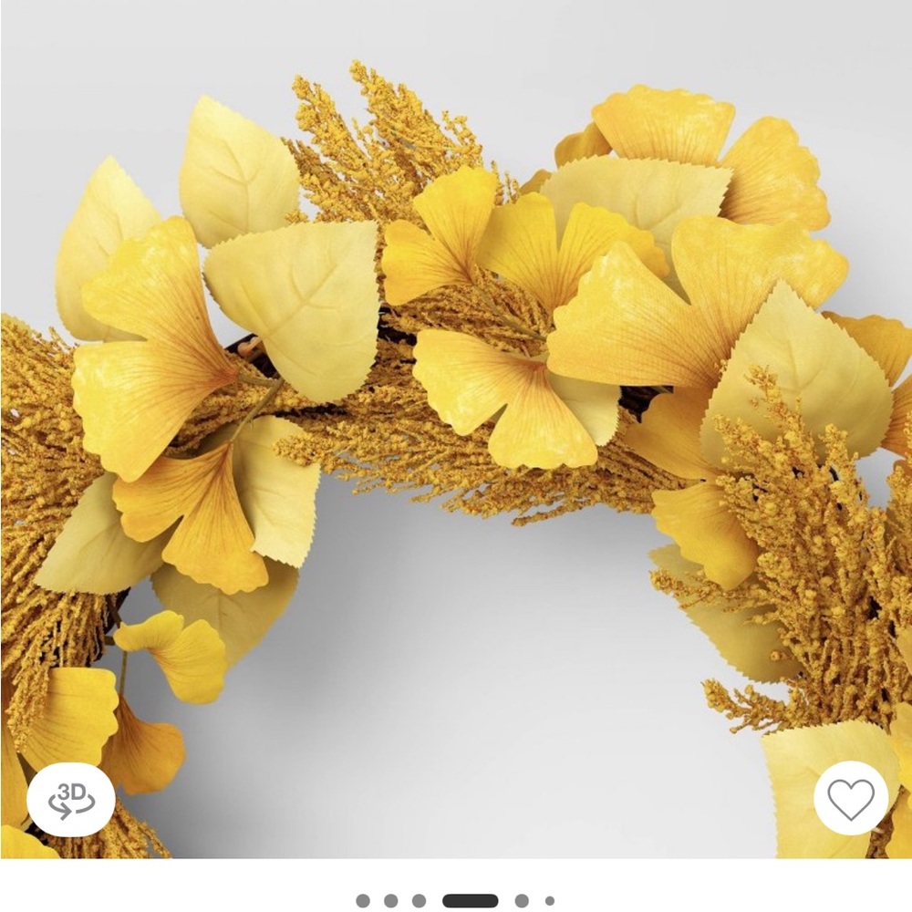 Threshold 22” GoldenRod Mix Fall Yellow Holiday Wreath - Picture 3 of 8